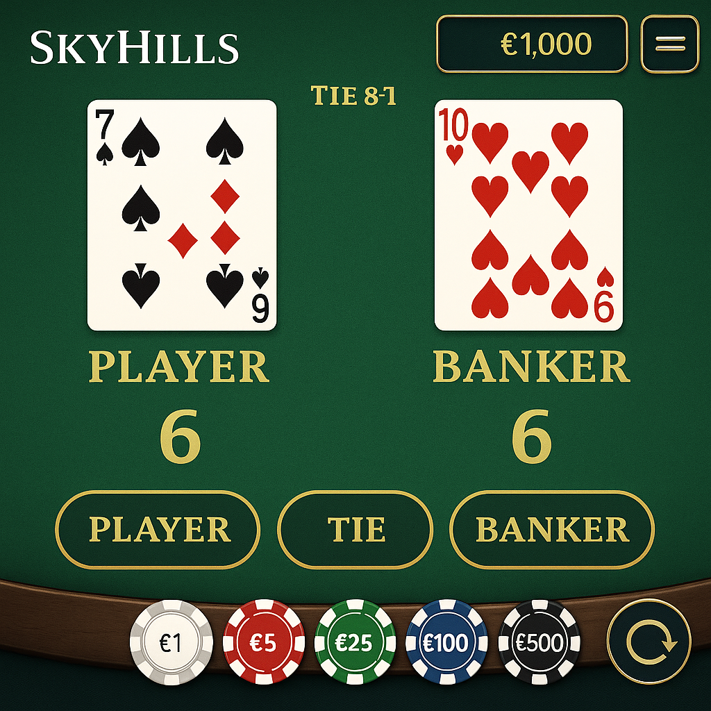 SkyHills Casino - Baccarat Game - Jeux de Cartes en Ligne