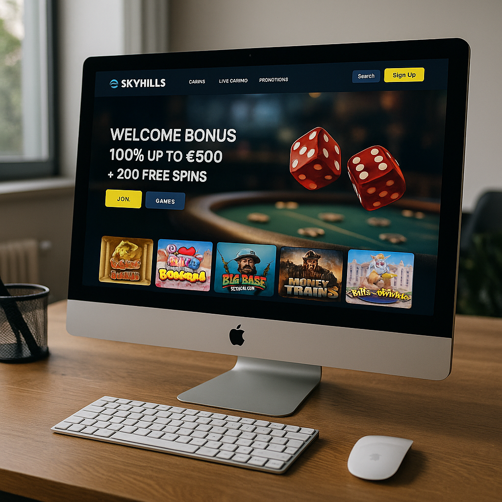 SkyHills Casino - Interface Design - Navigation Moderne