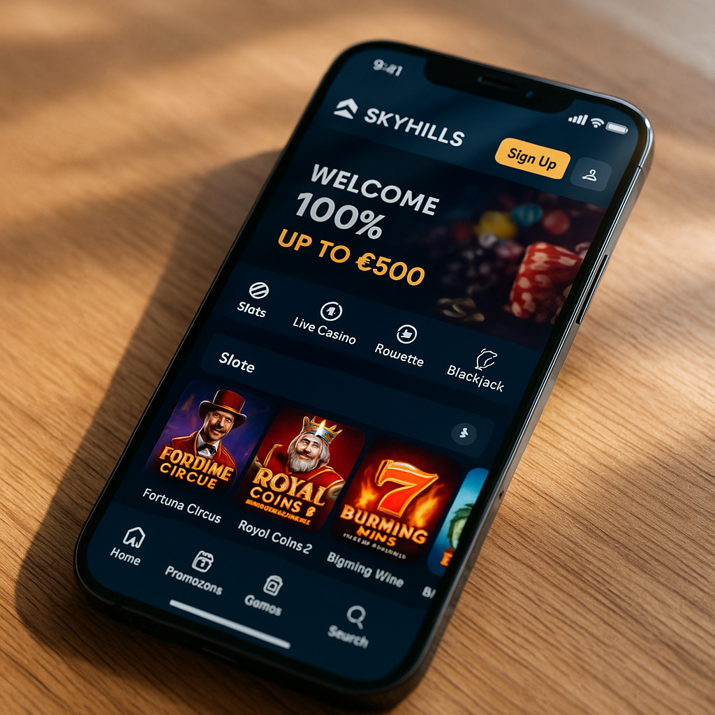 SkyHills Casino - Version Mobile - Responsive Design